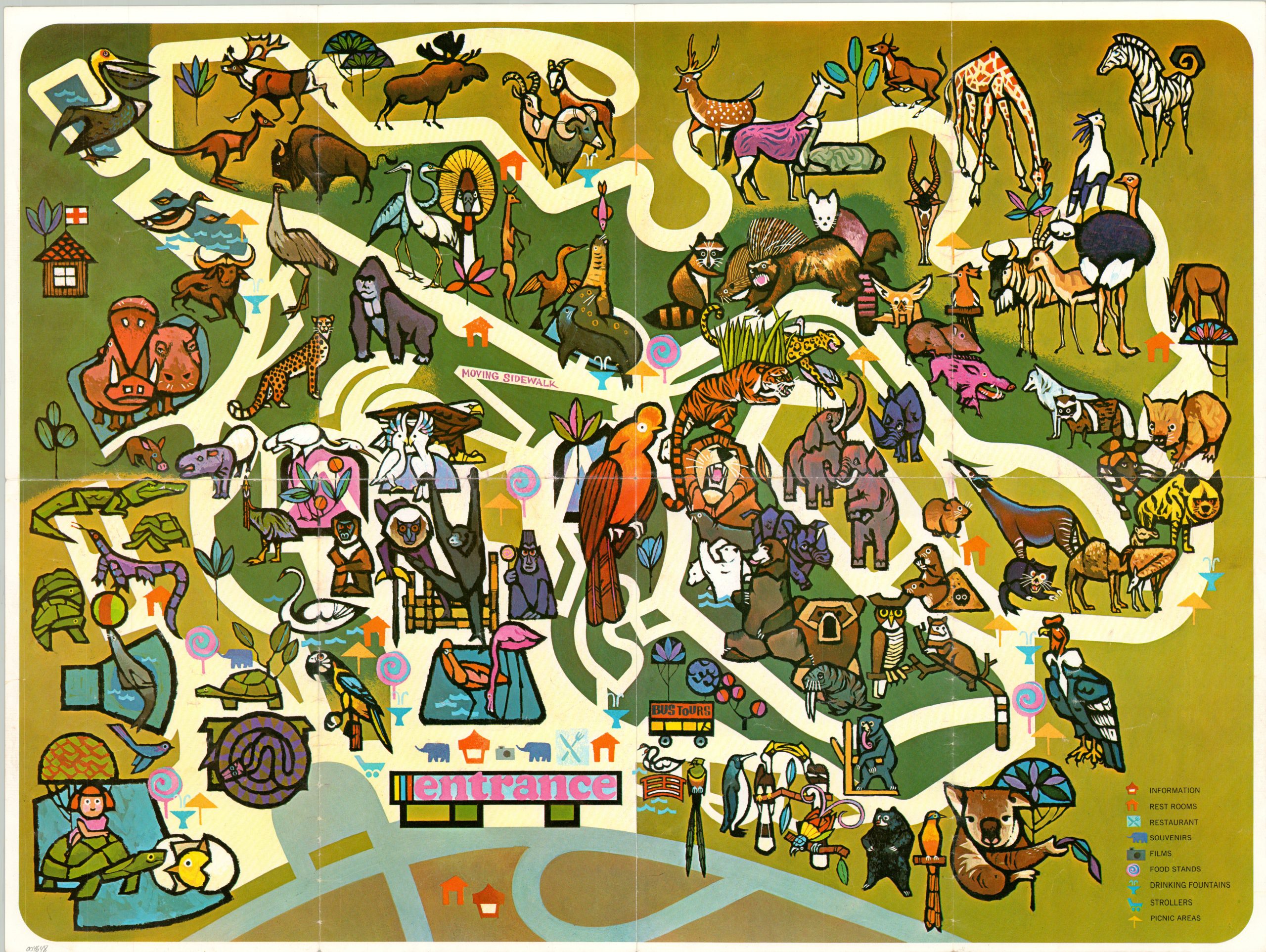 Colorful illustrated map of Wildwood Zoo showing all exhibits and pathways
